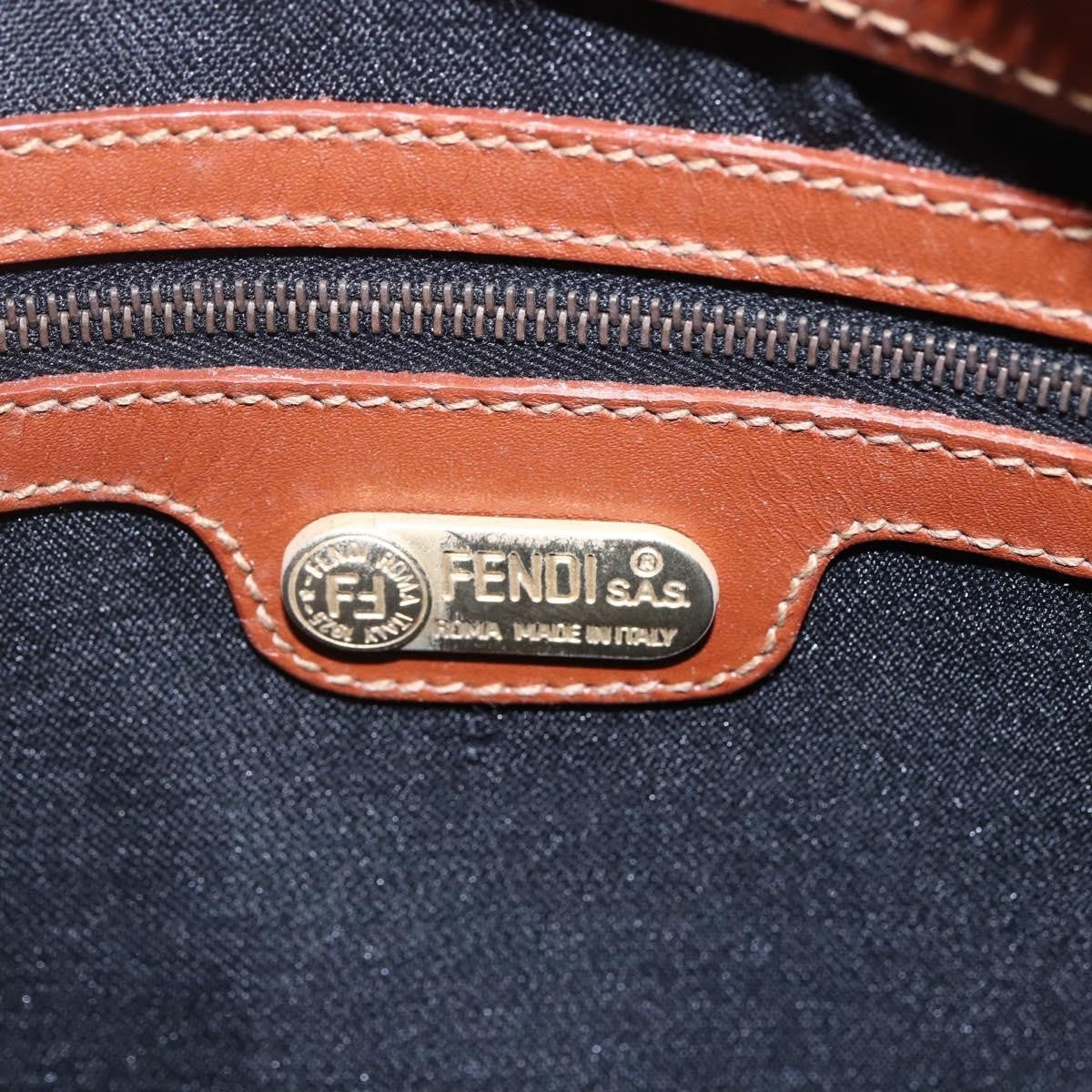 Fendi Vintage Pequin Convertible Boston Bag Coated Canvas, BROWN, CANVAS, Handbag