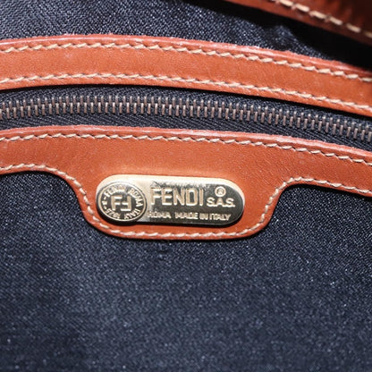 Fendi Vintage Pequin Convertible Boston Bag Coated Canvas, BROWN, CANVAS, Handbag