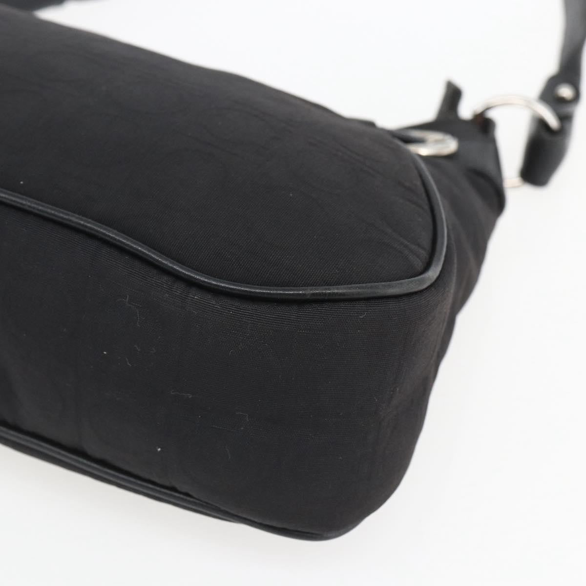 Salvatore Ferragamo Gancini Shoulder Bag Canvas, BLACK, CANVAS, Shoulder bag