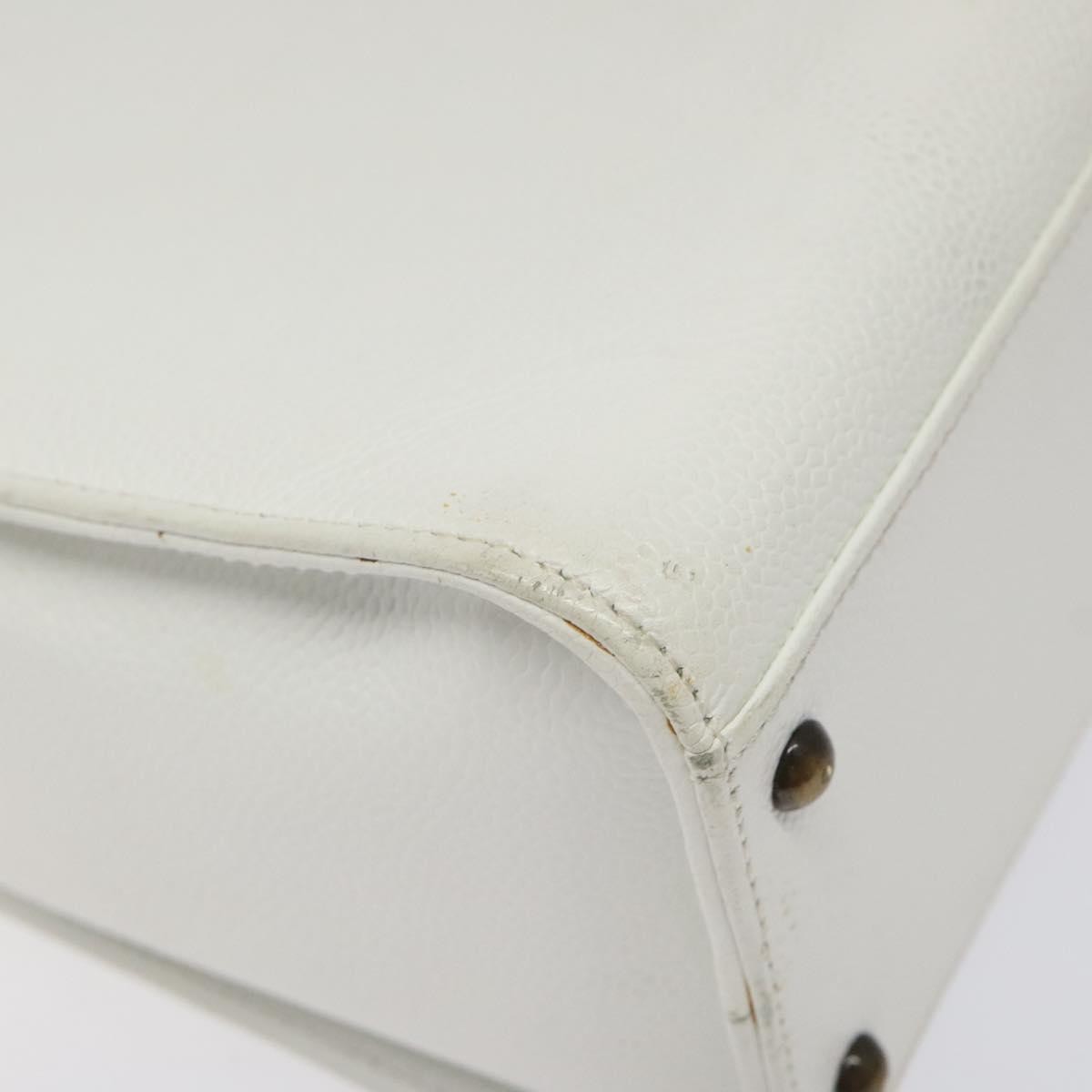 Chanel Vintage CC Lock Tote Caviar, WHITE, LEATHER, Shoulder bag