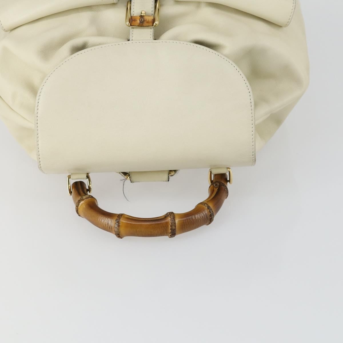 Gucci Vintage Bamboo Backpack Leather, BEIGE, LEATHER, Backpack