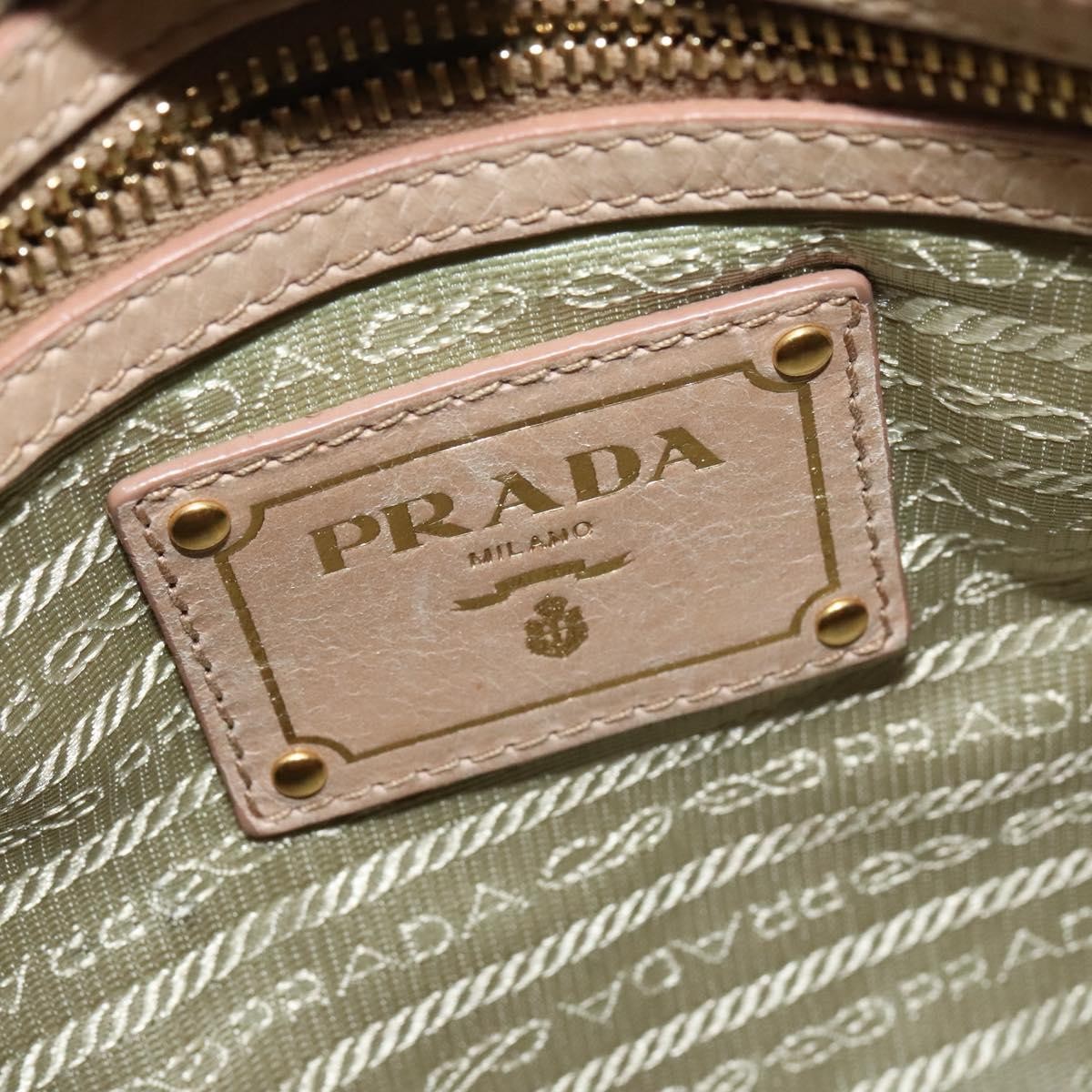 Prada Front Pocket Convertible Tote Leather, BEIGE, LEATHER, Tote bag
