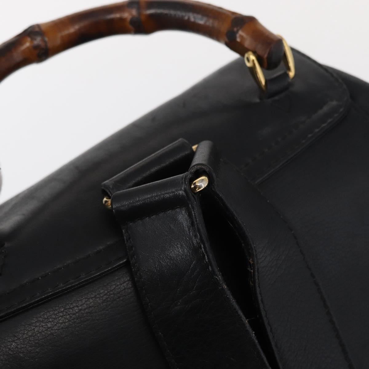Gucci Vintage Bamboo Backpack Leather, BLACK, LEATHER, Backpack