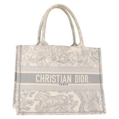 Christian Dior Book Tote Embroidered Canvas, GRAY, CANVAS, Tote bag