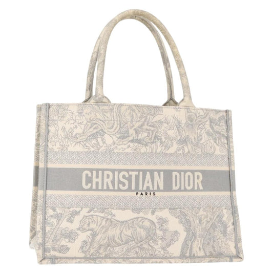 Christian Dior Book Tote Embroidered Canvas, GRAY, CANVAS, Tote bag