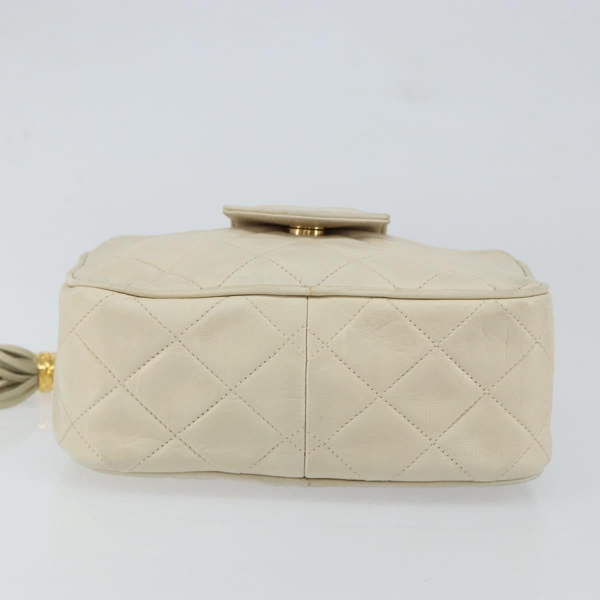 Chanel Vintage Front Pocket Camera Bag Quilted Lambskin, BEIGE, LEATHER, Shoulder bag