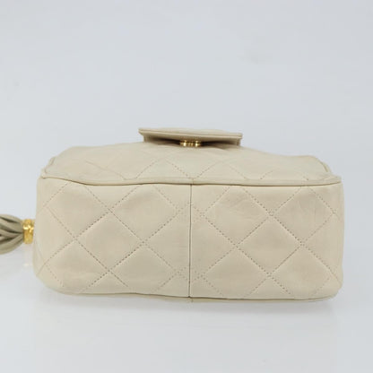 Chanel Vintage Front Pocket Camera Bag Quilted Lambskin, BEIGE, LEATHER, Shoulder bag