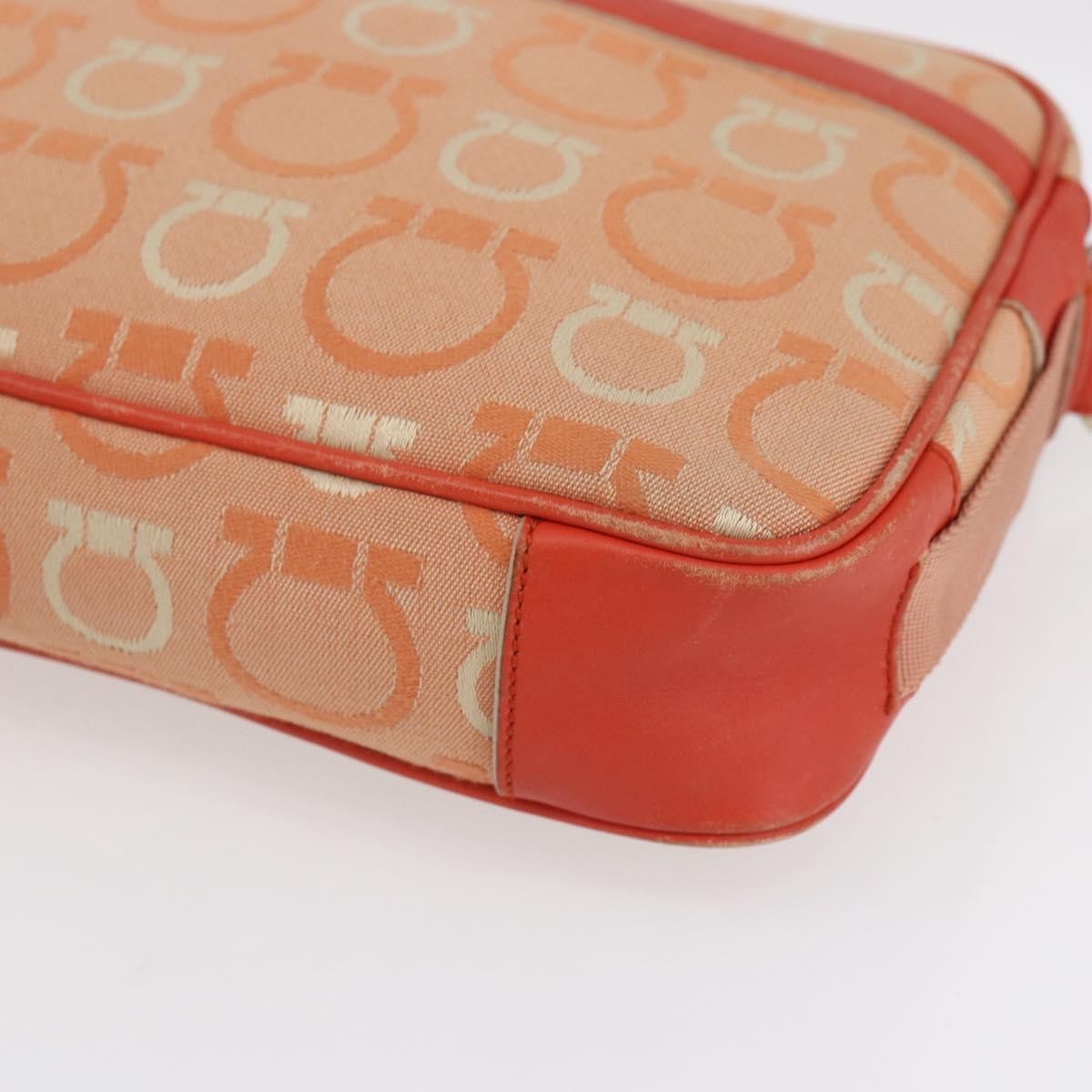 Salvatore Ferragamo Gancini Shoulder Bag Canvas, ORANGE, CANVAS, Shoulder bag