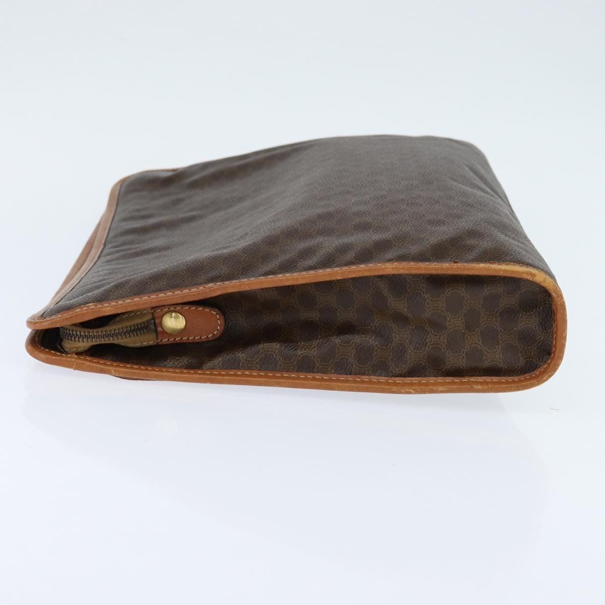 Celine Macadam Pochette Canvas, Brown, Canvas, Clutch