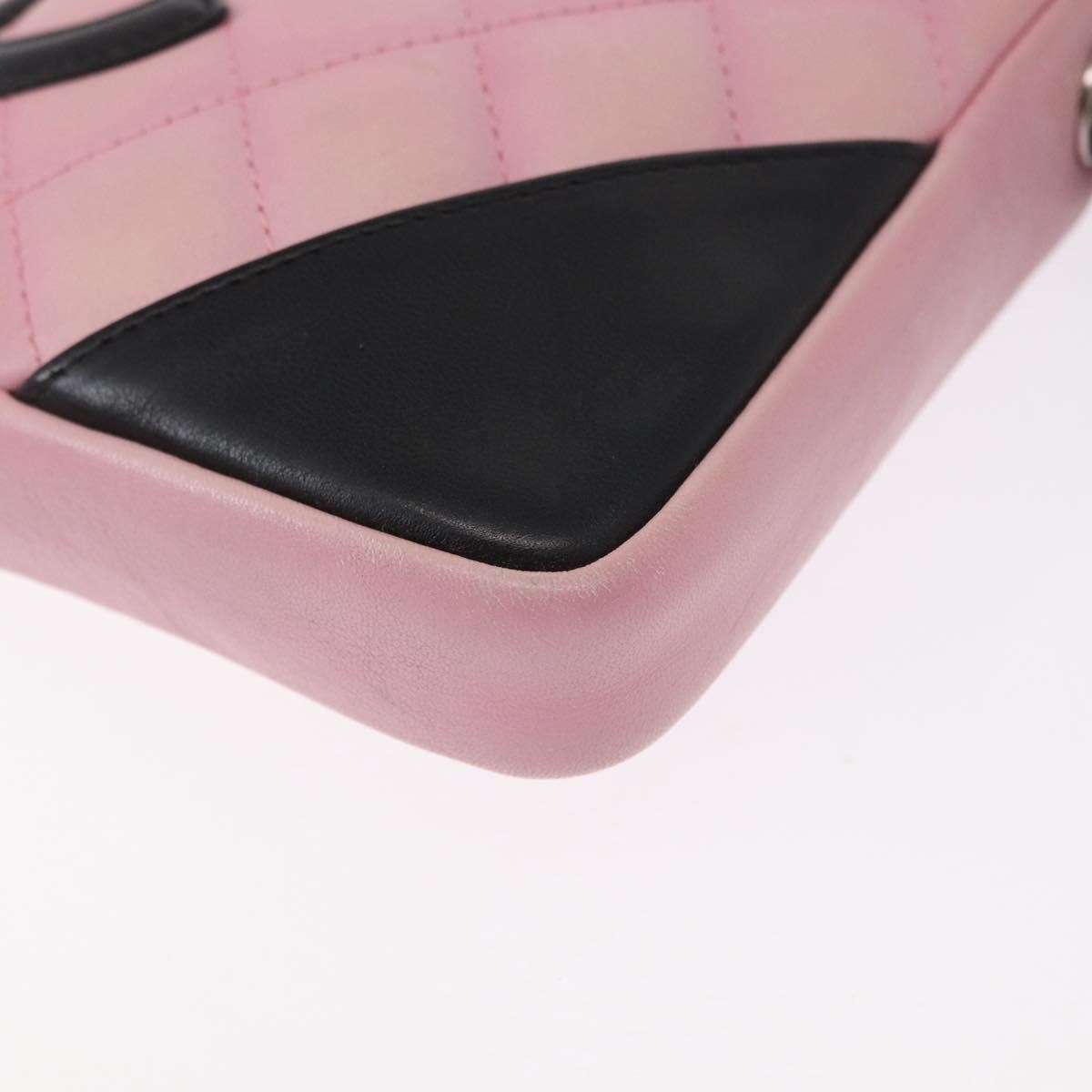 Chanel Cambon Crossbody Bag Quilted Leather, PINK, LEATHER, Clutche & pouche