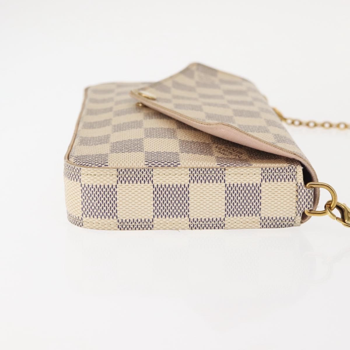 Louis Vuitton Felicie Pochette Damier, WHITE, CANVAS, Clutche & pouche