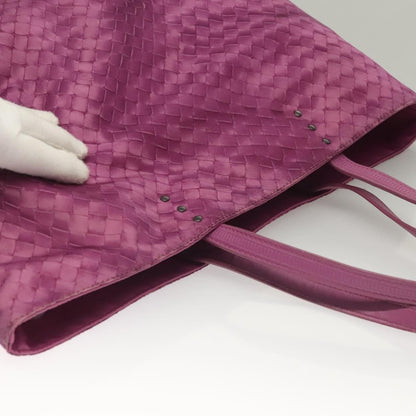 Bottega Veneta Intrecciolusion Tote Printed Nylon, PURPLE, NYLON, Tote bag