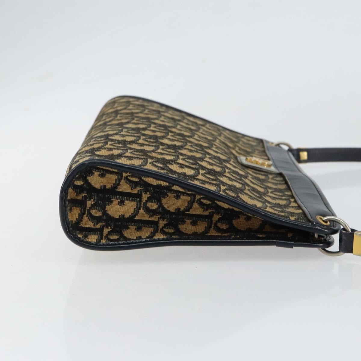 Christian Dior Vintage Trotter Shoulder Bag Canvas, NAVY, CANVAS, Shoulder bag