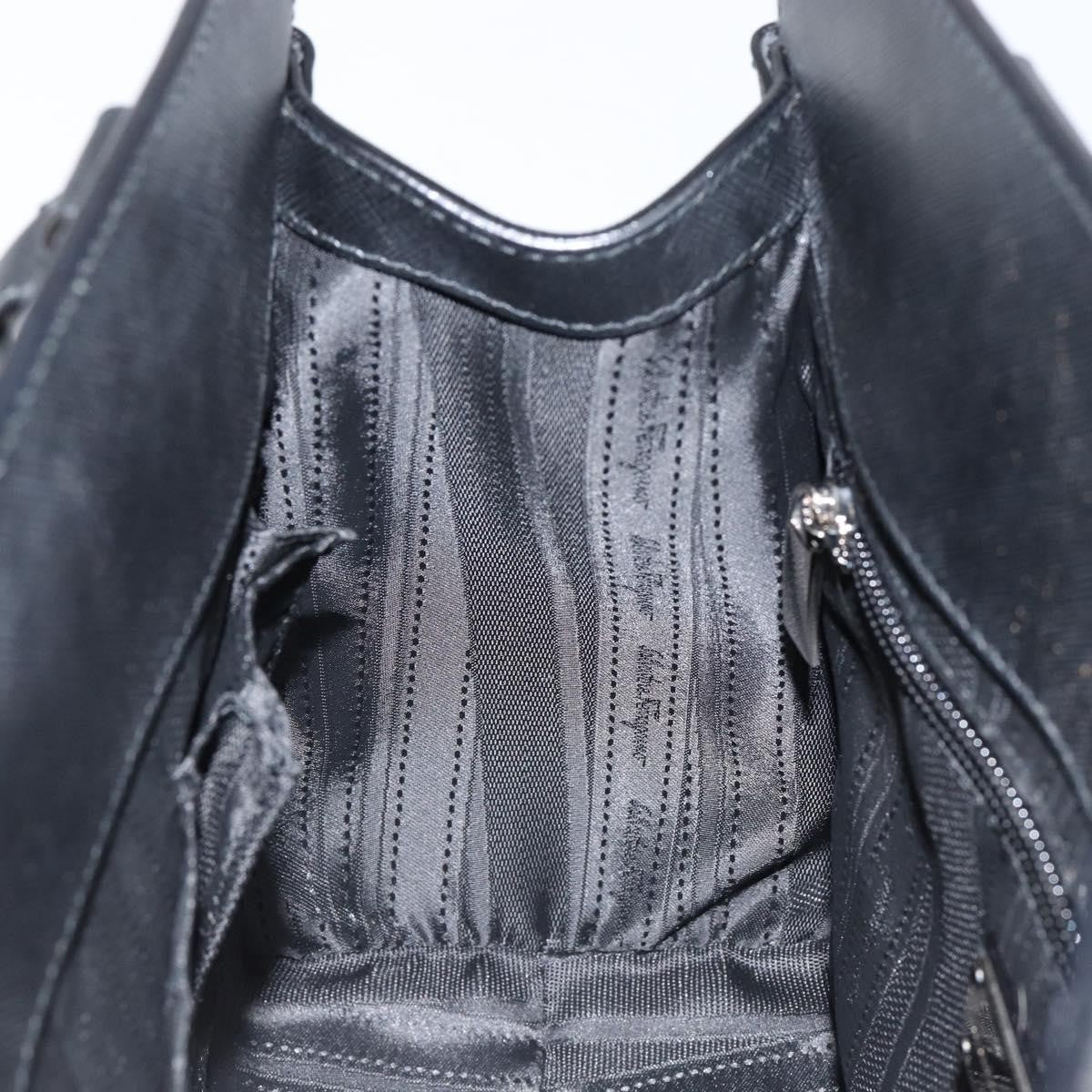 Salvatore Ferragamo Gancini handbag Leather, BLACK, LEATHER, Handbag