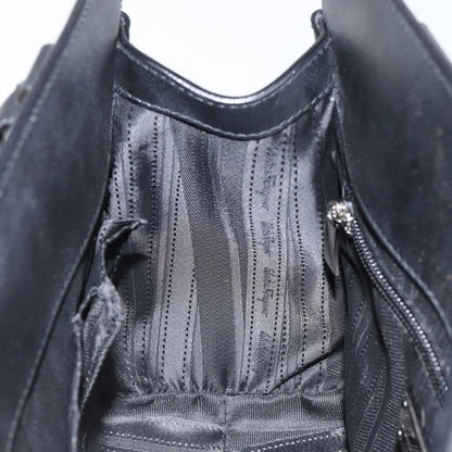 Salvatore Ferragamo Gancini handbag Leather, BLACK, LEATHER, Handbag