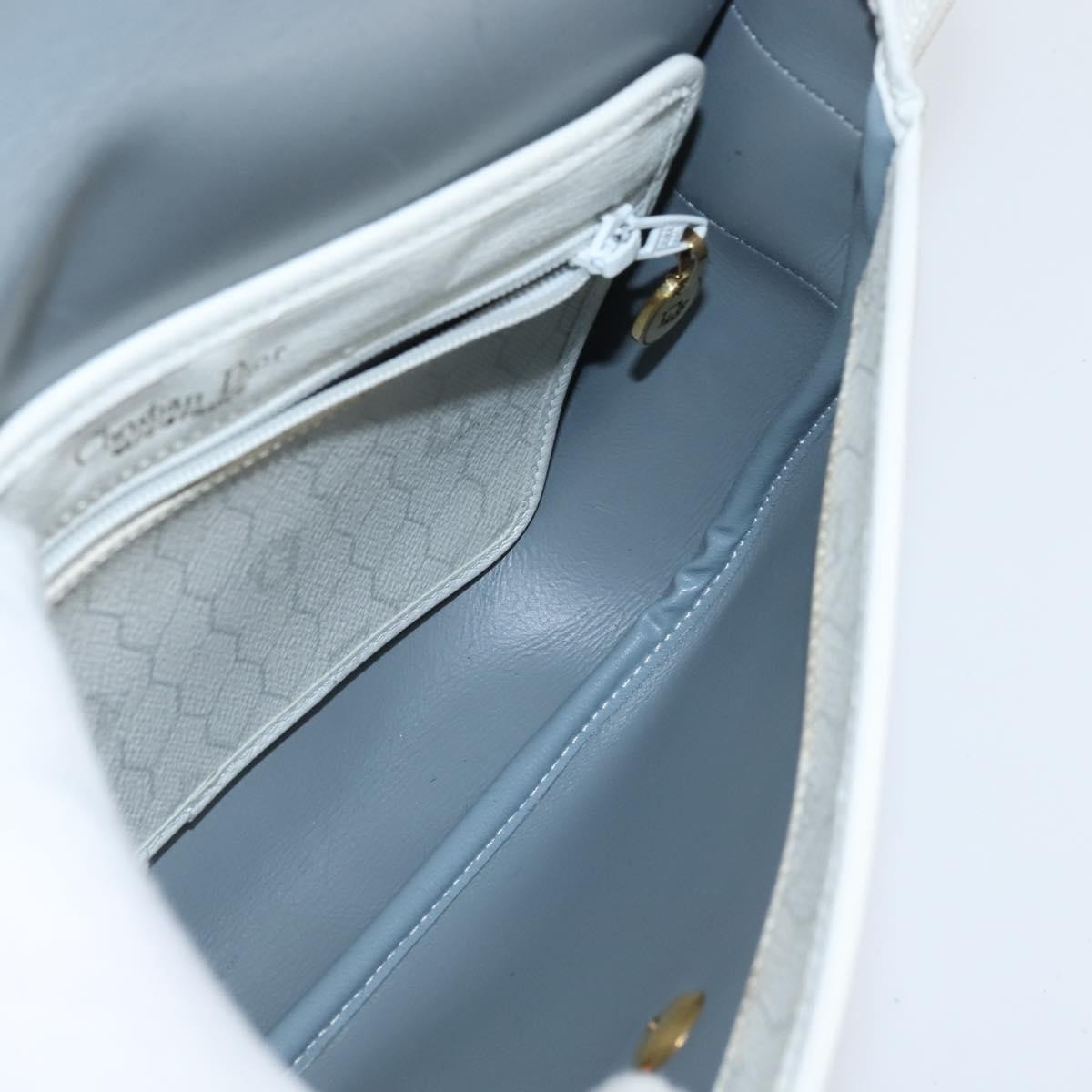 Christian Dior Vintage Honeycomb Flap Crossbody Bag Canvas and Leather, WHITE, CANVAS, Shoulder bag