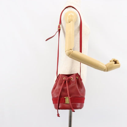 Salvatore Ferragamo Vala Shoulder Bag Leather, RED, LEATHER, Shoulder bag