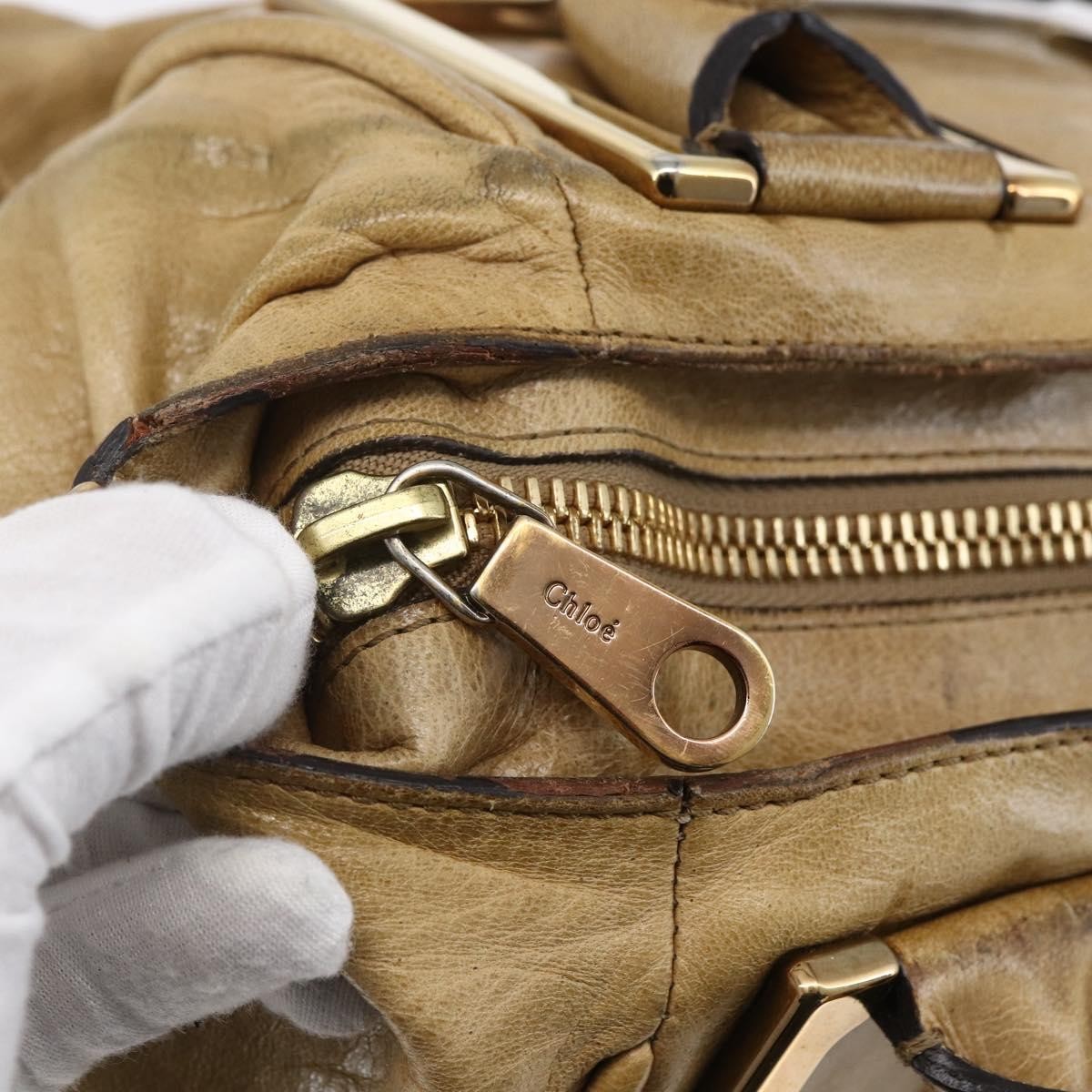 Chloe Ethel Handbag Leather, BEIGE, LEATHER, Handbag