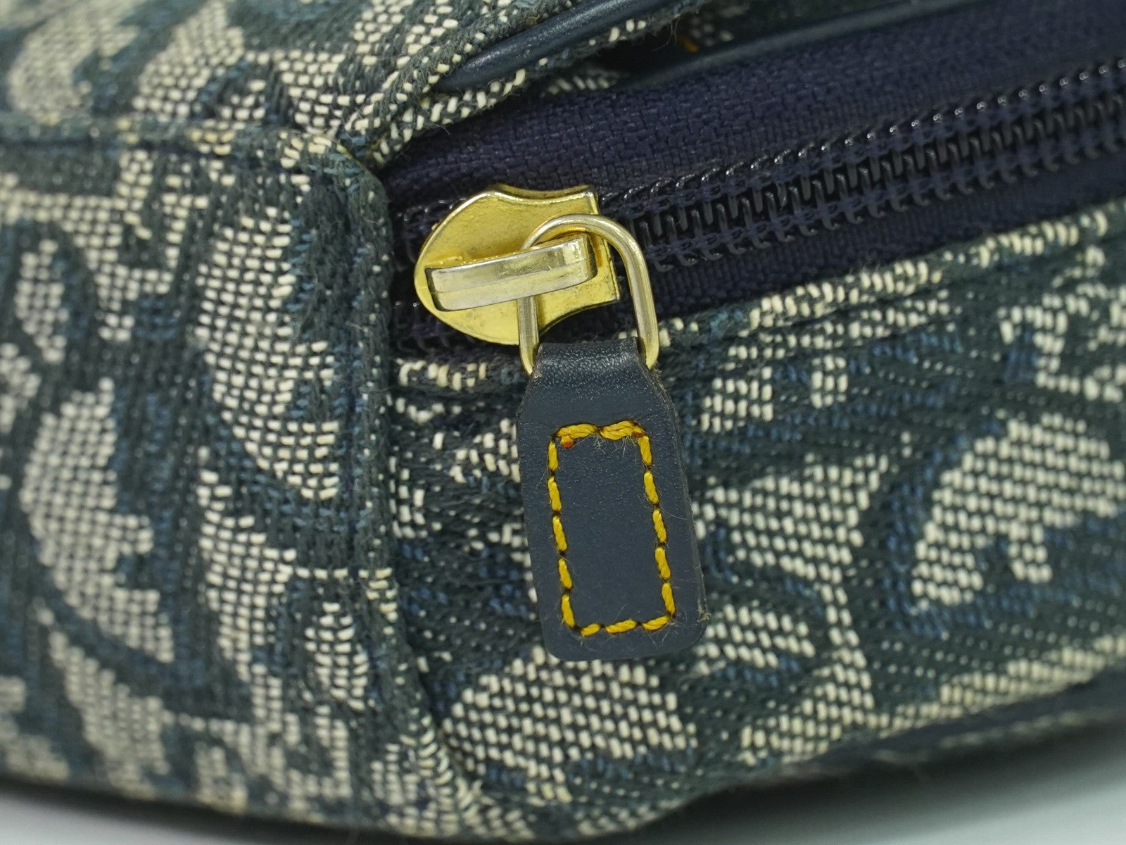 Christian Dior Saddle Zip Pouch Diorissimo Canvas, NAVY, CANVAS, Clutche & pouche