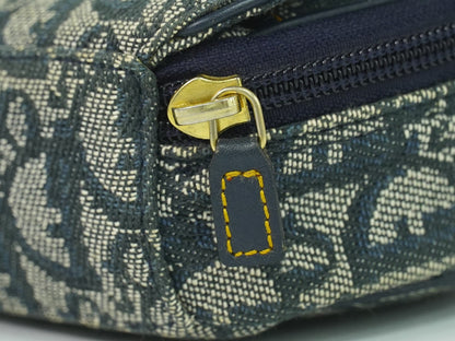 Christian Dior Saddle Zip Pouch Diorissimo Canvas, NAVY, CANVAS, Clutche & pouche
