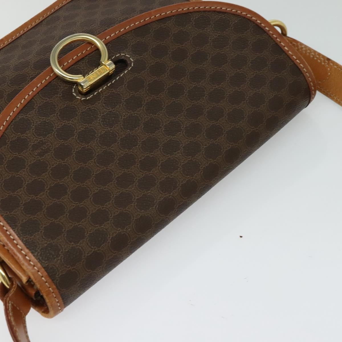 Celine Vintage Macadam Shoulder Bag Canvas and Leather, BROWN, CANVAS, Shoulder bag