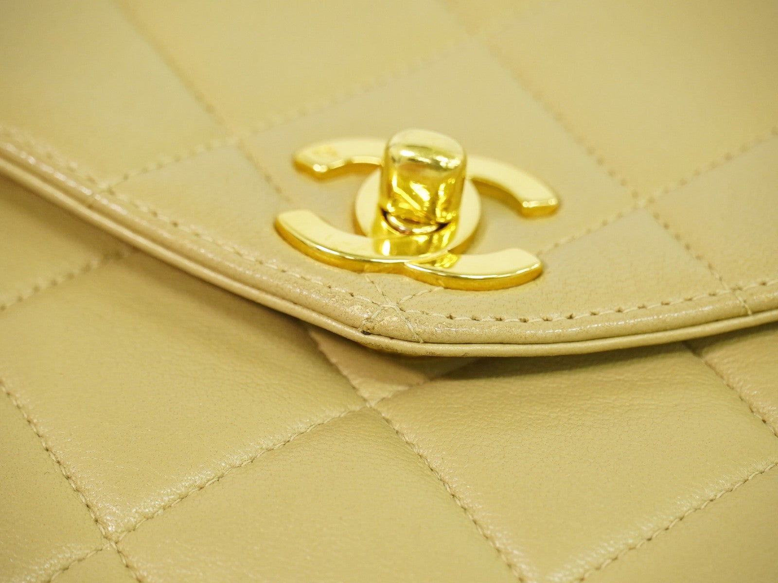 Chanel Vintage Tote Leather, BEIGE, LEATHER, Tote bag