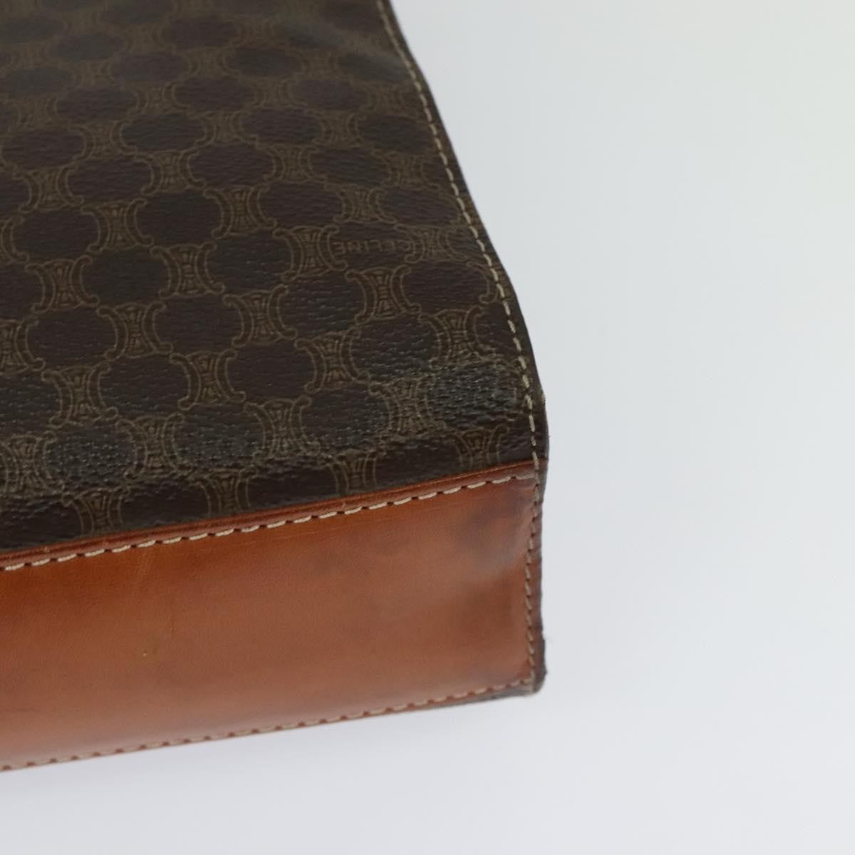 Celine Vintage Macadam Circle Logo Shoulder Bag Canvas and Leather, BROWN, CANVAS, Shoulder bag