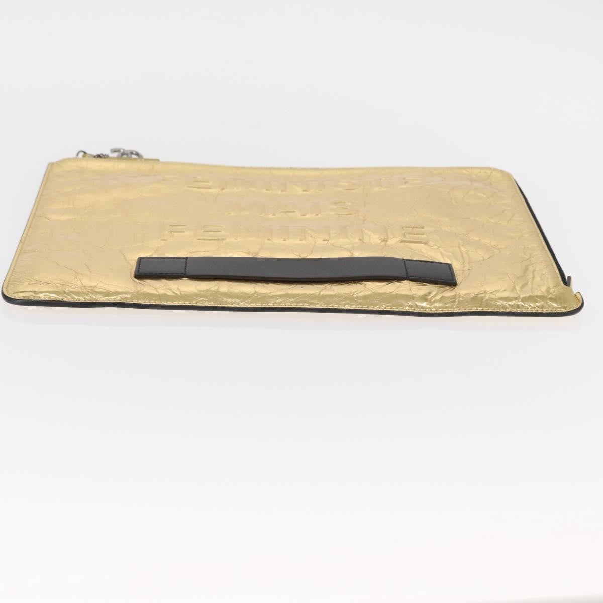 Chanel Feminine Pouch Crinkled Leather, GOLD, LEATHER, Clutche & pouche