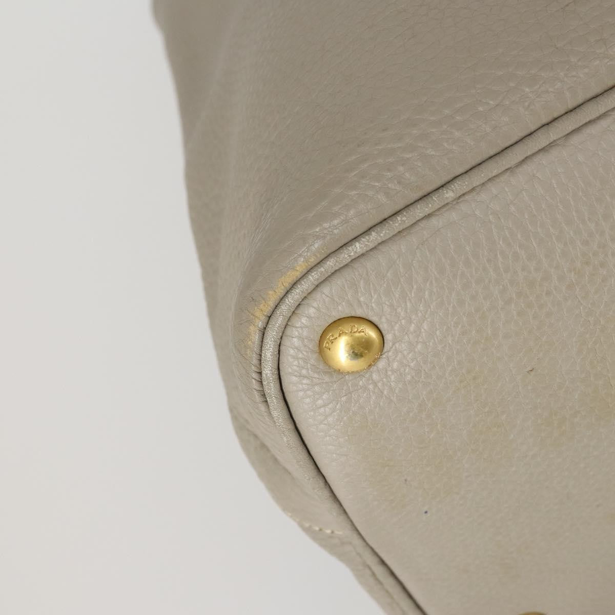 Prada Convertible Shopper Tote Vitello Daino, GRAY, LEATHER, Tote bag