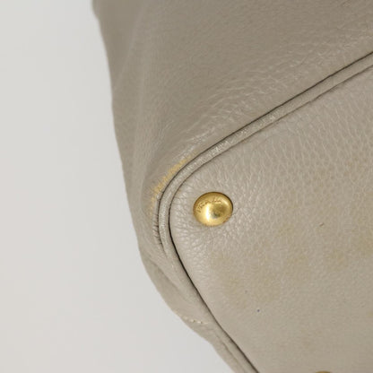 Prada Convertible Shopper Tote Vitello Daino, GRAY, LEATHER, Tote bag