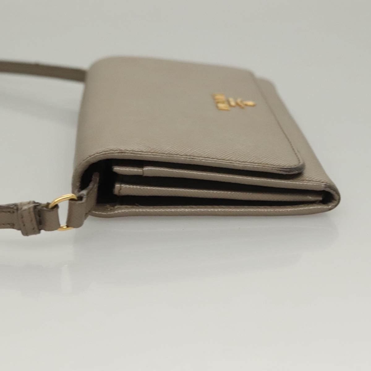 Prada Wallet on Strap Saffiano Leather, BEIGE, LEATHER, Shoulder bag