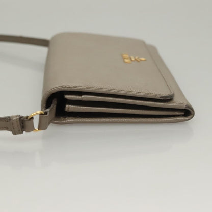 Prada Wallet on Strap Saffiano Leather, BEIGE, LEATHER, Shoulder bag