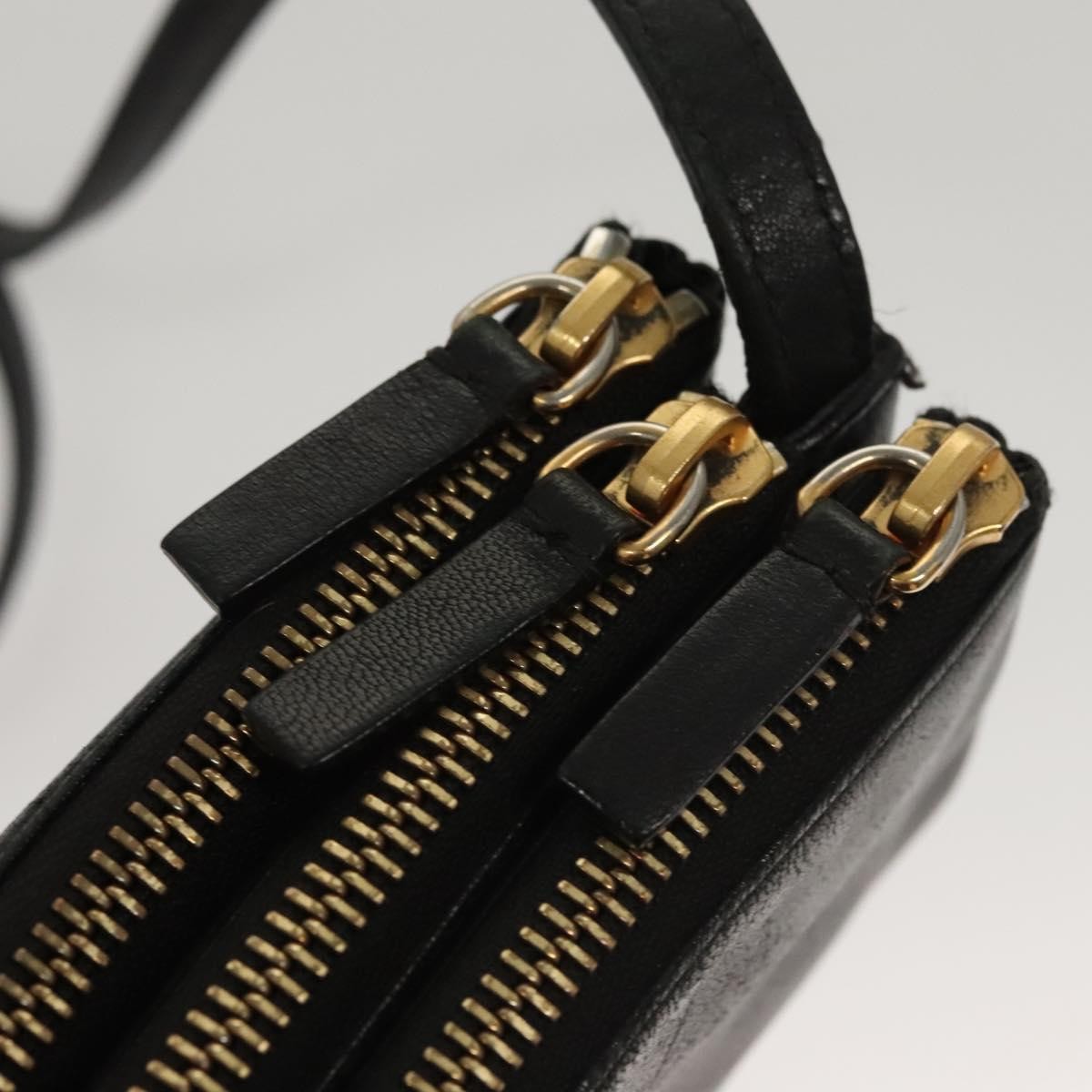 Celine Trio Crossbody Bag Leather, BLACK, LEATHER, Crossbody bag