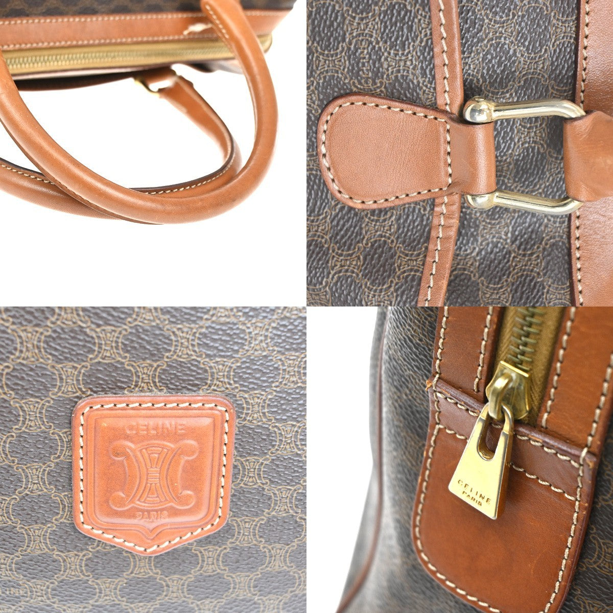 Celine Macadam Handbag Macadam with leather, BROWN, PVC, Handbag