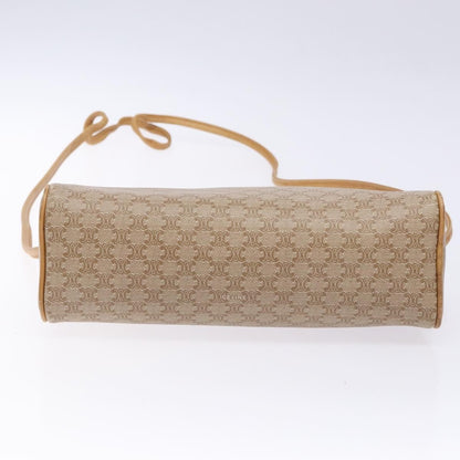 Celine Vintage Macadam Shoulder Bag Canvas and Leather, BEIGE, CANVAS, Shoulder bag