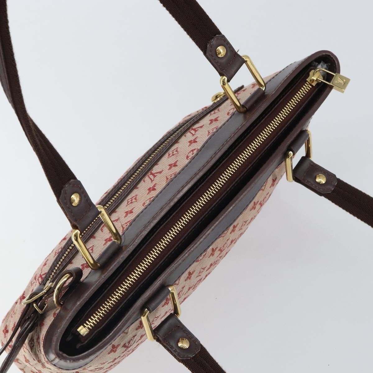 Louis Vuitton Lucille Handbag Mini Lin, RED, CANVAS, Handbag