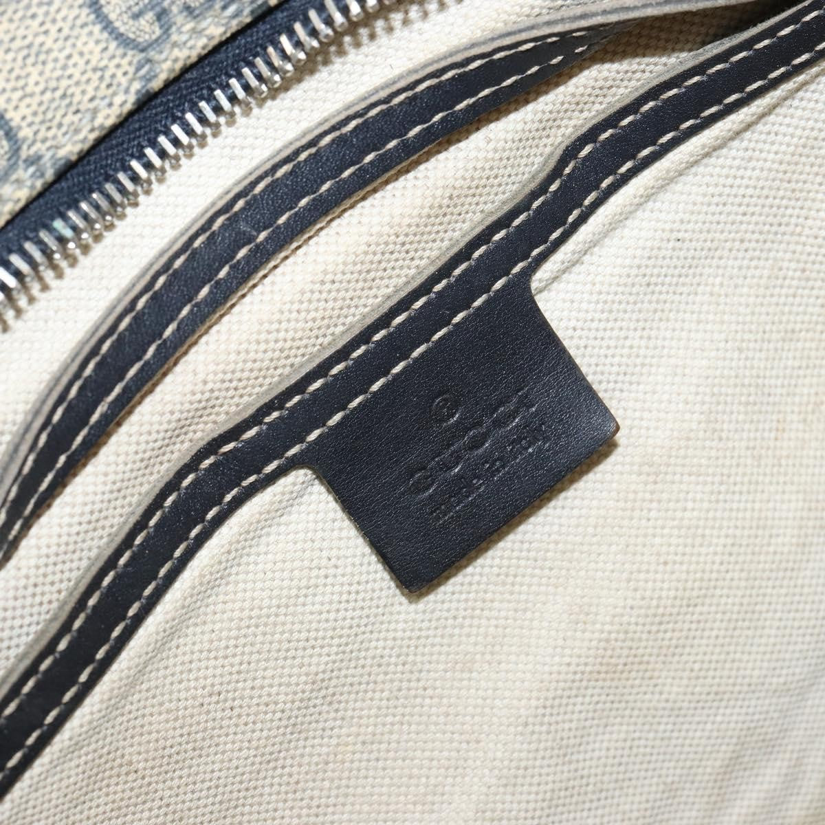 Gucci Zip Top Messenger Bag GG Coated Canvas, NAVY, PVC, Shoulder bag