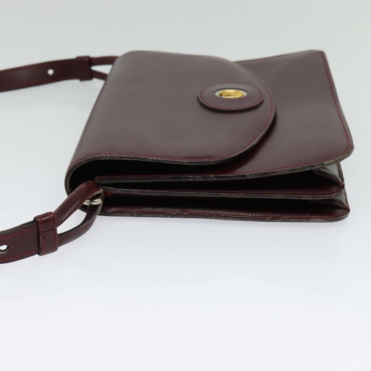 Christian Dior Flap Shoulder Bag Leather, BURGUNDY, LEATHER, Shoulder bag