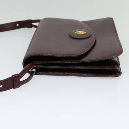 Christian Dior Flap Shoulder Bag Leather, BURGUNDY, LEATHER, Shoulder bag