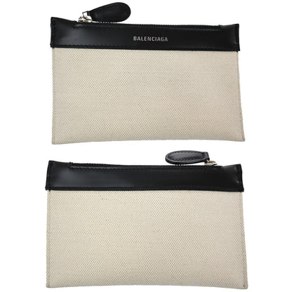 Balenciaga Navy Cabas Canvas with Leather, BEIGE, CANVAS, Bag