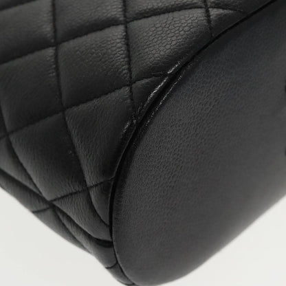 Chanel Vintage CC Zip Around Shoulder Bag Quilted Caviar, BLACK, LEATHER, Tote bag