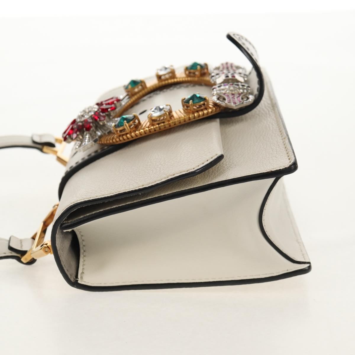 Miu Miu Madras Crystal Buckle Shoulder Bag Leather, WHITE, LEATHER, Shoulder bag