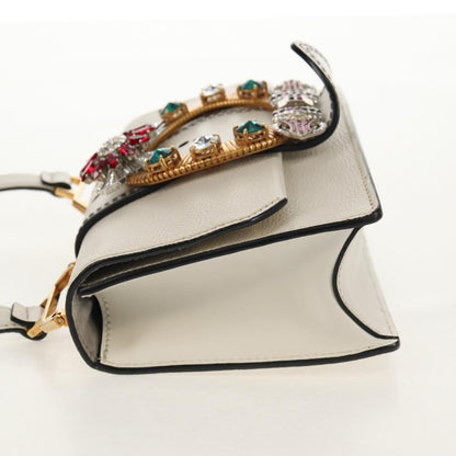 Miu Miu Madras Crystal Buckle Shoulder Bag Leather, WHITE, LEATHER, Shoulder bag