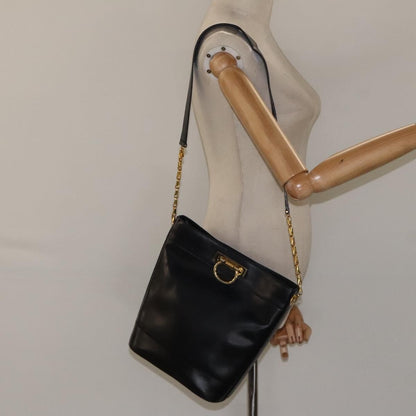 Celine Shoulder Bag Leather, BLACK, LEATHER, Shoulder bag