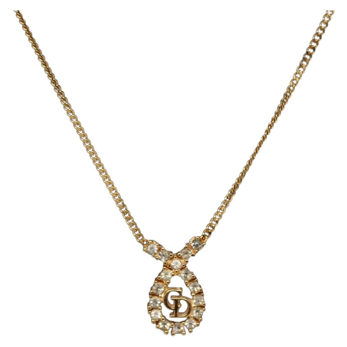 Christian Dior CD Pendant Necklace Gold-plated, GOLD, METAL, Necklace