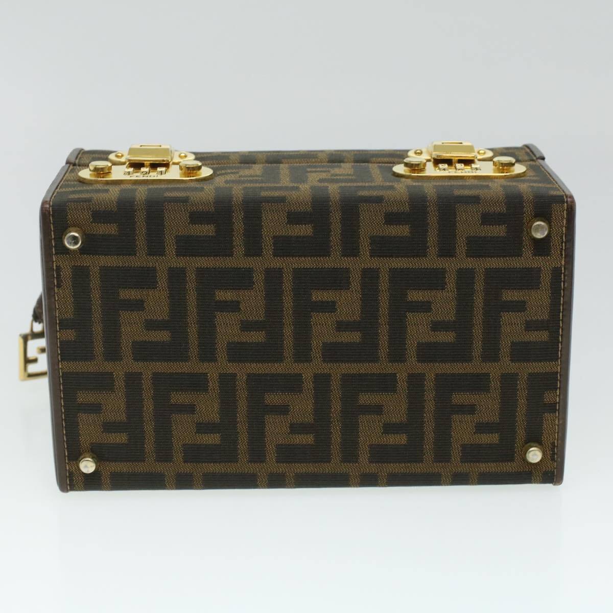 Fendi Vintage Top Handle Lock Box Bag Zucca Canvas, BROWN, CANVAS, Handbag