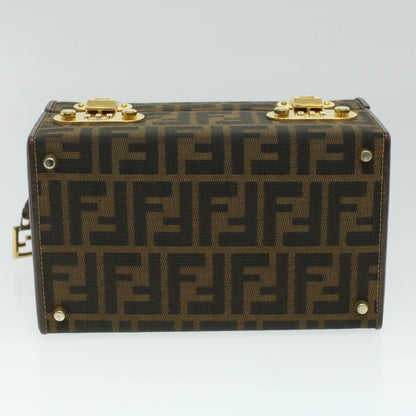 Fendi Vintage Top Handle Lock Box Bag Zucca Canvas, BROWN, CANVAS, Handbag