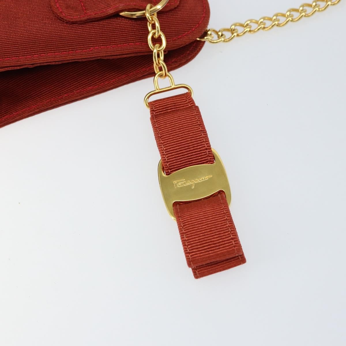 Salvatore Ferragamo Vintage Gancini Chain Shoulder Bag Nylon, RED, NYLON, Shoulder bag