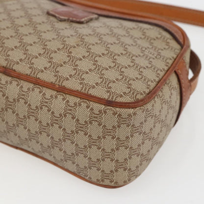 Celine Vintage Macadam Shoulder Bag Canvas and Leather, BEIGE, CANVAS, Shoulder bag