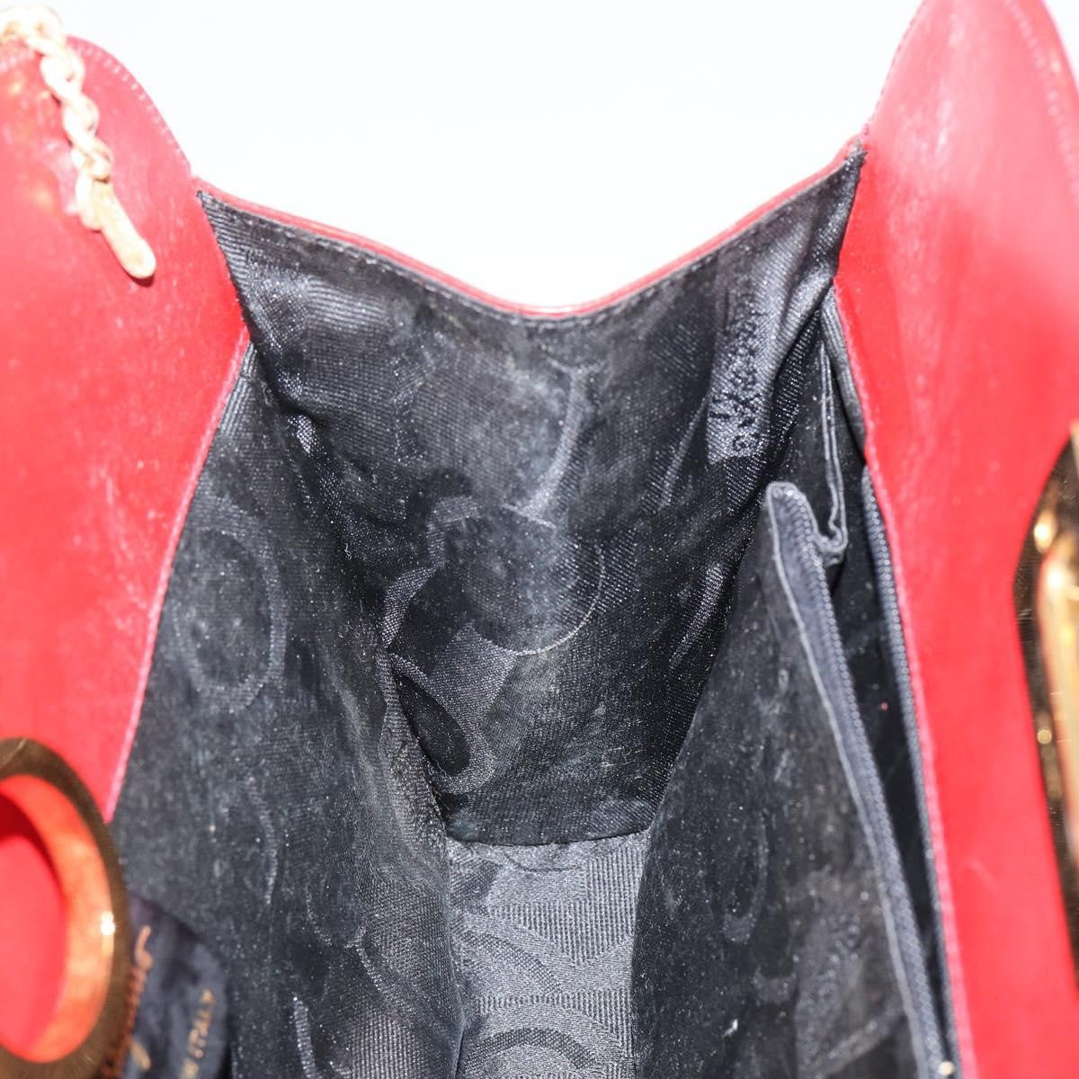 Salvatore Ferragamo Vintage Gancini Chain Shoulder Bag Leather, RED, LEATHER, Shoulder bag